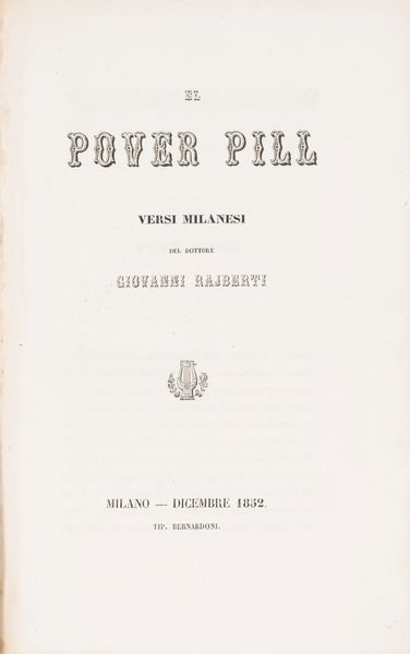 El Pover Pill  - Asta Libri, Autografi e Stampe - Associazione Nazionale - Case d'Asta italiane