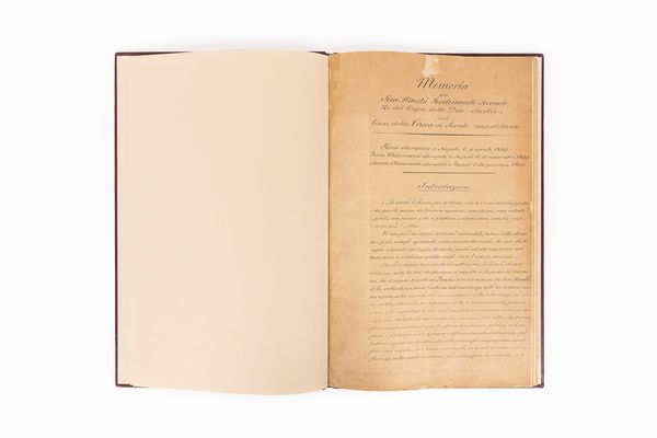 Nicola De Pompeo : Memoria per Sua Maestà Ferdinando Secondo Re di Napoli sul Piano della Cassa di Sconto Napoletana.  - Asta Libri, Autografi e Stampe - Associazione Nazionale - Case d'Asta italiane