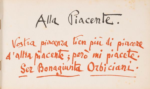 Gabriele D'Annunzio : Alla piacente. Carmen Votivum.  - Asta Libri, Autografi e Stampe - Associazione Nazionale - Case d'Asta italiane