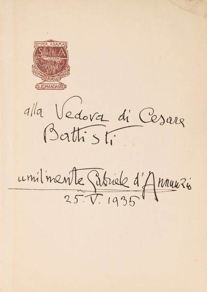 Gabriele D'Annunzio : Cantico per l'ottava della vittoria  - Asta Libri, Autografi e Stampe - Associazione Nazionale - Case d'Asta italiane