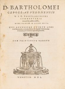 BARTOLOMEO CIPOLLA : Commentaria in tit.ff.de aedilitio edicto nunc primum in lucem edita  - Asta Libri, Autografi e Stampe - Associazione Nazionale - Case d'Asta italiane