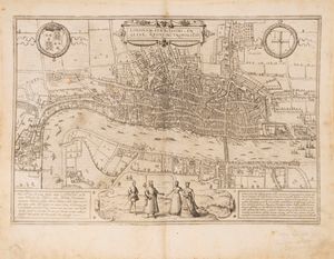 Braun, Georg - Hogenberg, Frans : Londinum feracissimi Angliae Regni Metropolis  - Asta Libri, Autografi e Stampe - Associazione Nazionale - Case d'Asta italiane