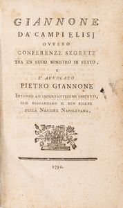 Ottavio Maria Clarizia - Giannone da' Campi Elisi ovvero conversazione segreta tra un savio Ministro di Stato e l'Avv. P. Giannone, intorno ad importantissimi obbietti che riguardano il benessere della Nazione napoletana.