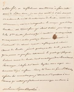 Napoleone Bonaparte - Lettera di Napoleone Bonaparte al Principe Eugenio