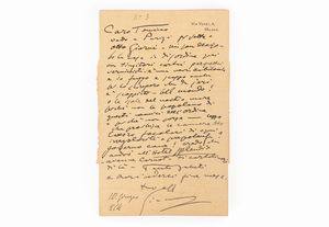 Puccini, Giacomo - Lettera autografa e firmata