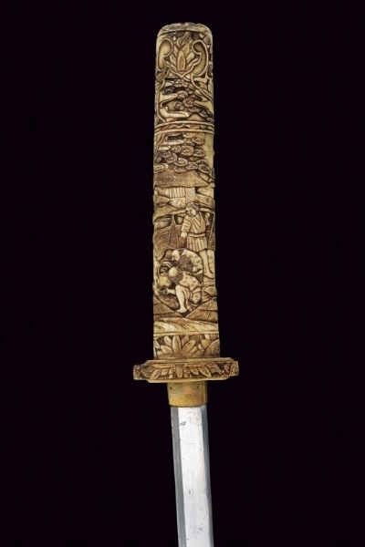 Bel wakizashi con koshirae in osso  - Asta Una Vasta Selezione di Armi da Fuoco Americane - Associazione Nazionale - Case d'Asta italiane