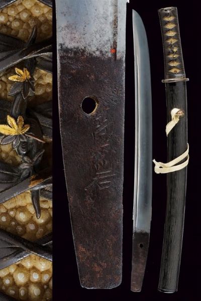 Sunobe Tanto (Ko wakizashi) firmato Kanewara  - Asta Una Vasta Selezione di Armi da Fuoco Americane - Associazione Nazionale - Case d'Asta italiane