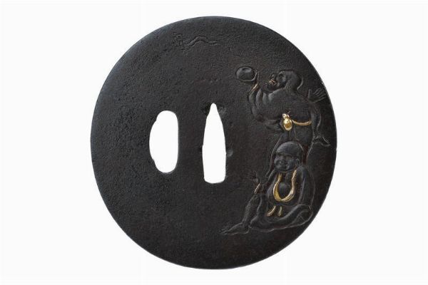 Tsuba in stile Hamano  - Asta Una Vasta Selezione di Armi da Fuoco Americane - Associazione Nazionale - Case d'Asta italiane