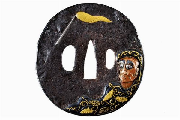 Bellissima tsuba della scuola Hamano  - Asta Una Vasta Selezione di Armi da Fuoco Americane - Associazione Nazionale - Case d'Asta italiane