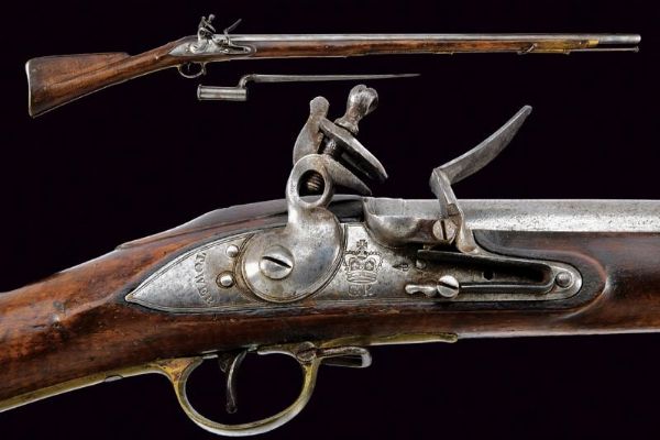 Fucile Brown Bess a pietra focaia con baionetta  - Asta Una Vasta Selezione di Armi da Fuoco Americane - Associazione Nazionale - Case d'Asta italiane