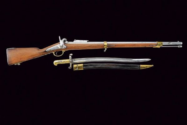 Carabina da Cacciatori Mod. 1850 di Francotte con baionetta  - Asta Una Vasta Selezione di Armi da Fuoco Americane - Associazione Nazionale - Case d'Asta italiane