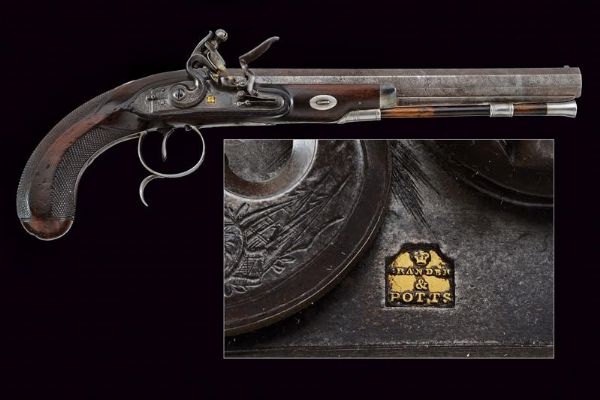 Pistola a pietra focaia di Brander & Potts  - Asta Una Vasta Selezione di Armi da Fuoco Americane - Associazione Nazionale - Case d'Asta italiane