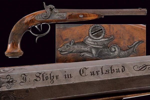 Pistola da tiro a luminello di J. Stöhr a Carlsbad  - Asta Una Vasta Selezione di Armi da Fuoco Americane - Associazione Nazionale - Case d'Asta italiane