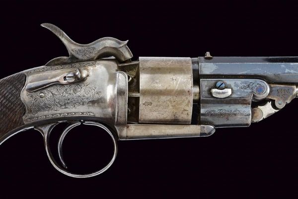 Elegante e interessante revolver a luminello di transizione firmato N.W. Hanson  - Asta Una Vasta Selezione di Armi da Fuoco Americane - Associazione Nazionale - Case d'Asta italiane