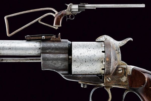 Rarissimo revolver Lefaucheux a spillo con calcio rimovibile  - Asta Una Vasta Selezione di Armi da Fuoco Americane - Associazione Nazionale - Case d'Asta italiane