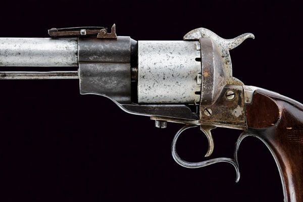 Rarissimo revolver Lefaucheux a spillo con calcio rimovibile  - Asta Una Vasta Selezione di Armi da Fuoco Americane - Associazione Nazionale - Case d'Asta italiane