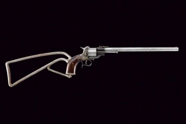 Rarissimo revolver Lefaucheux a spillo con calcio rimovibile  - Asta Una Vasta Selezione di Armi da Fuoco Americane - Associazione Nazionale - Case d'Asta italiane