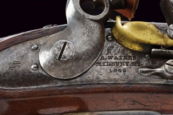 Interessante pistola a pietra focaia d'ordinanza Mod. 1836 di A. Waters  - Asta Una Vasta Selezione di Armi da Fuoco Americane - Associazione Nazionale - Case d'Asta italiane