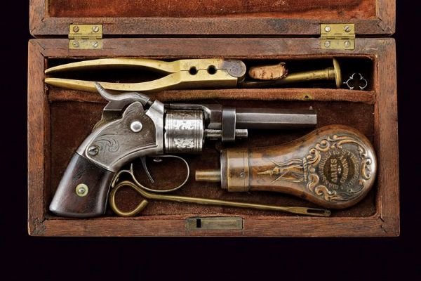 Mass. Arms Co. Maynard Primed Pocket Revolver in cassetta  - Asta Una Vasta Selezione di Armi da Fuoco Americane - Associazione Nazionale - Case d'Asta italiane