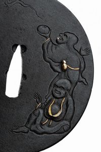 Tsuba in stile Hamano  - Asta Una Vasta Selezione di Armi da Fuoco Americane - Associazione Nazionale - Case d'Asta italiane