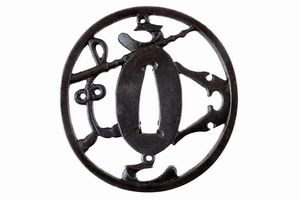 Tsuba firmata Chosu Ju Kiyotaka  - Asta Una Vasta Selezione di Armi da Fuoco Americane - Associazione Nazionale - Case d'Asta italiane