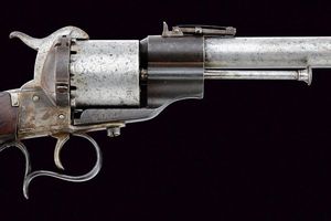 Rarissimo revolver Lefaucheux a spillo con calcio rimovibile  - Asta Una Vasta Selezione di Armi da Fuoco Americane - Associazione Nazionale - Case d'Asta italiane