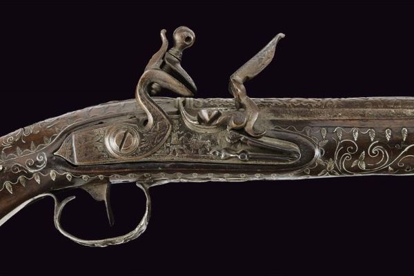 Pistola a pietra focaia con fornimenti in argento  - Asta Rare Armi Antiche e Militaria da tutto il mondo - Associazione Nazionale - Case d'Asta italiane