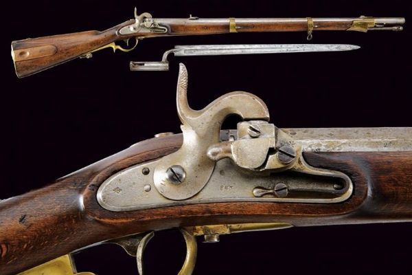 Kammerbuchse Augustin mod. 1842 con baionetta  - Asta Rare Armi Antiche e Militaria da tutto il mondo - Associazione Nazionale - Case d'Asta italiane