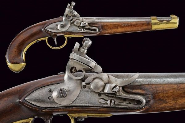 Pistola a pietra focaia da cavalleria convertita a sistema Console  - Asta Rare Armi Antiche e Militaria da tutto il mondo - Associazione Nazionale - Case d'Asta italiane