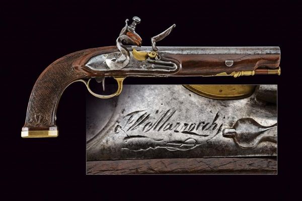 Rarissima pistola a pietra focaia da ufficiale della Guardia Nobile firmata Mazzocchi  - Asta Rare Armi Antiche e Militaria da tutto il mondo - Associazione Nazionale - Case d'Asta italiane