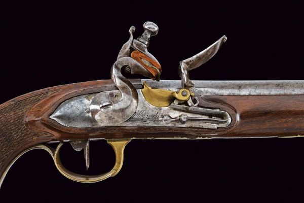 Rarissima pistola a pietra focaia da ufficiale della Guardia Nobile firmata Mazzocchi  - Asta Rare Armi Antiche e Militaria da tutto il mondo - Associazione Nazionale - Case d'Asta italiane