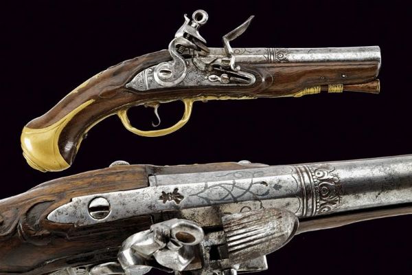 Pistola a pietra focaia da viaggio  - Asta Rare Armi Antiche e Militaria da tutto il mondo - Associazione Nazionale - Case d'Asta italiane