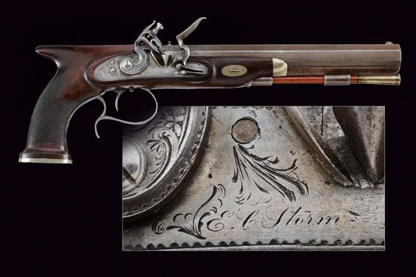 Interessante pistola a pietra focaia di  E. C. Storm  - Asta Rare Armi Antiche e Militaria da tutto il mondo - Associazione Nazionale - Case d'Asta italiane