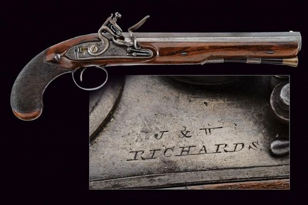 Pistola a pietra focaia di J&W Richards  - Asta Rare Armi Antiche e Militaria da tutto il mondo - Associazione Nazionale - Case d'Asta italiane