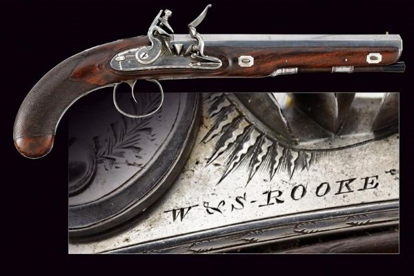 Pistola a pietra focaia di Rooke  - Asta Rare Armi Antiche e Militaria da tutto il mondo - Associazione Nazionale - Case d'Asta italiane