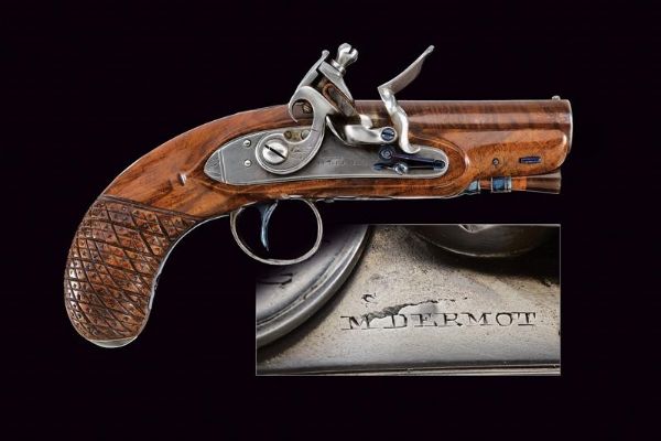 Pistola a pietra focaia da viaggio di M. Dermot  - Asta Rare Armi Antiche e Militaria da tutto il mondo - Associazione Nazionale - Case d'Asta italiane