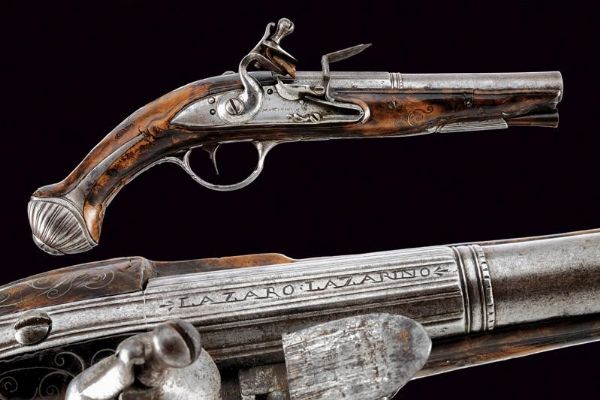 Pistola a pietra focaia di Martinoni  - Asta Rare Armi Antiche e Militaria da tutto il mondo - Associazione Nazionale - Case d'Asta italiane