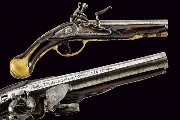 Pistola a pietra focaia da viaggio  - Asta Rare Armi Antiche e Militaria da tutto il mondo - Associazione Nazionale - Case d'Asta italiane