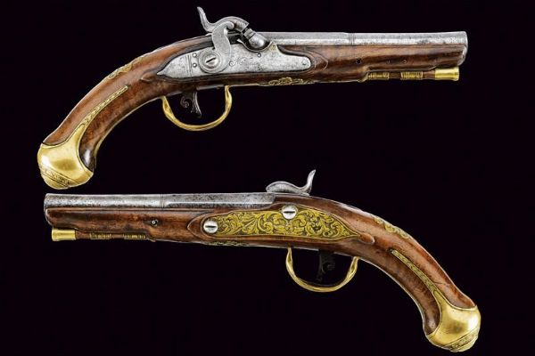 Paio di pistole ridotte a luminello di Minelli  - Asta Rare Armi Antiche e Militaria da tutto il mondo - Associazione Nazionale - Case d'Asta italiane