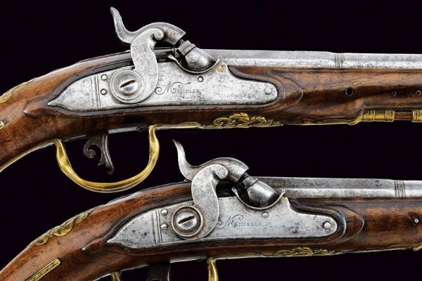 Paio di pistole ridotte a luminello di Minelli  - Asta Rare Armi Antiche e Militaria da tutto il mondo - Associazione Nazionale - Case d'Asta italiane