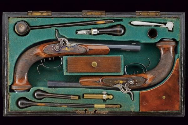 Paio di pistole ridotte a luminello di Kirner in cassetta  - Asta Rare Armi Antiche e Militaria da tutto il mondo - Associazione Nazionale - Case d'Asta italiane