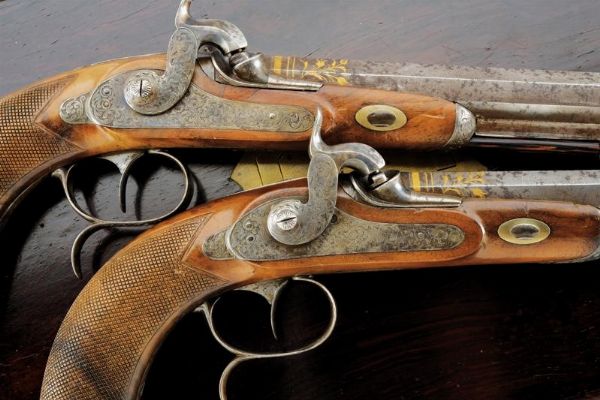 Paio di pistole a luminello di Duon in cassetta  - Asta Rare Armi Antiche e Militaria da tutto il mondo - Associazione Nazionale - Case d'Asta italiane