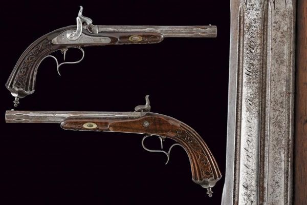 Paio di pistole a luminello da tiro  - Asta Rare Armi Antiche e Militaria da tutto il mondo - Associazione Nazionale - Case d'Asta italiane