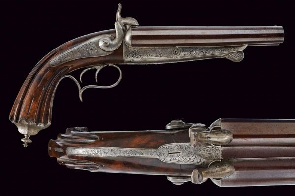 Pistola da caccia a spillo a due canne  - Asta Rare Armi Antiche e Militaria da tutto il mondo - Associazione Nazionale - Case d'Asta italiane