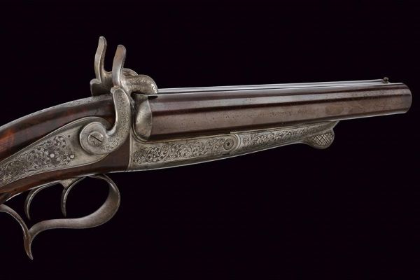 Pistola da caccia a spillo a due canne  - Asta Rare Armi Antiche e Militaria da tutto il mondo - Associazione Nazionale - Case d'Asta italiane