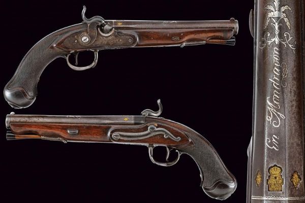 Paio di pistole a luminello  - Asta Rare Armi Antiche e Militaria da tutto il mondo - Associazione Nazionale - Case d'Asta italiane