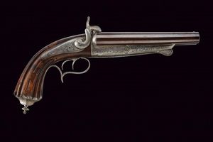 Pistola da caccia a spillo a due canne  - Asta Rare Armi Antiche e Militaria da tutto il mondo - Associazione Nazionale - Case d'Asta italiane