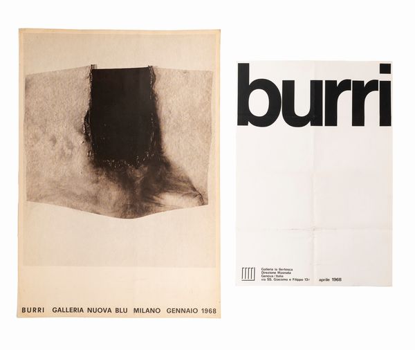 Alberto Burri : Un manifesto e una locandina - invito  - Asta Testimonianze Contemporanee: Documenti, Libri, Fotografie e Opere d'Arte - Associazione Nazionale - Case d'Asta italiane