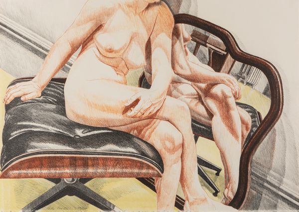 Philip Pearlstein : Nude on Eames Stool, with Mirror  - Asta Testimonianze Contemporanee: Documenti, Libri, Fotografie e Opere d'Arte - Associazione Nazionale - Case d'Asta italiane