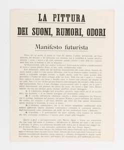 Carlo Dalmazzo Carrà (rif.) - La pittura dei Suoni, Rumori, Odori. Manifesto Futurista